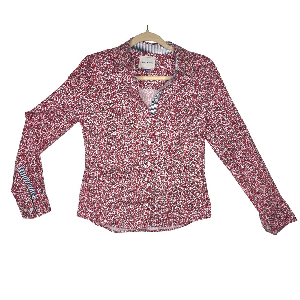 Court & Rowe Red Floral‎ Button Down Shirt XS Long SleeveTailored Workwear Soft